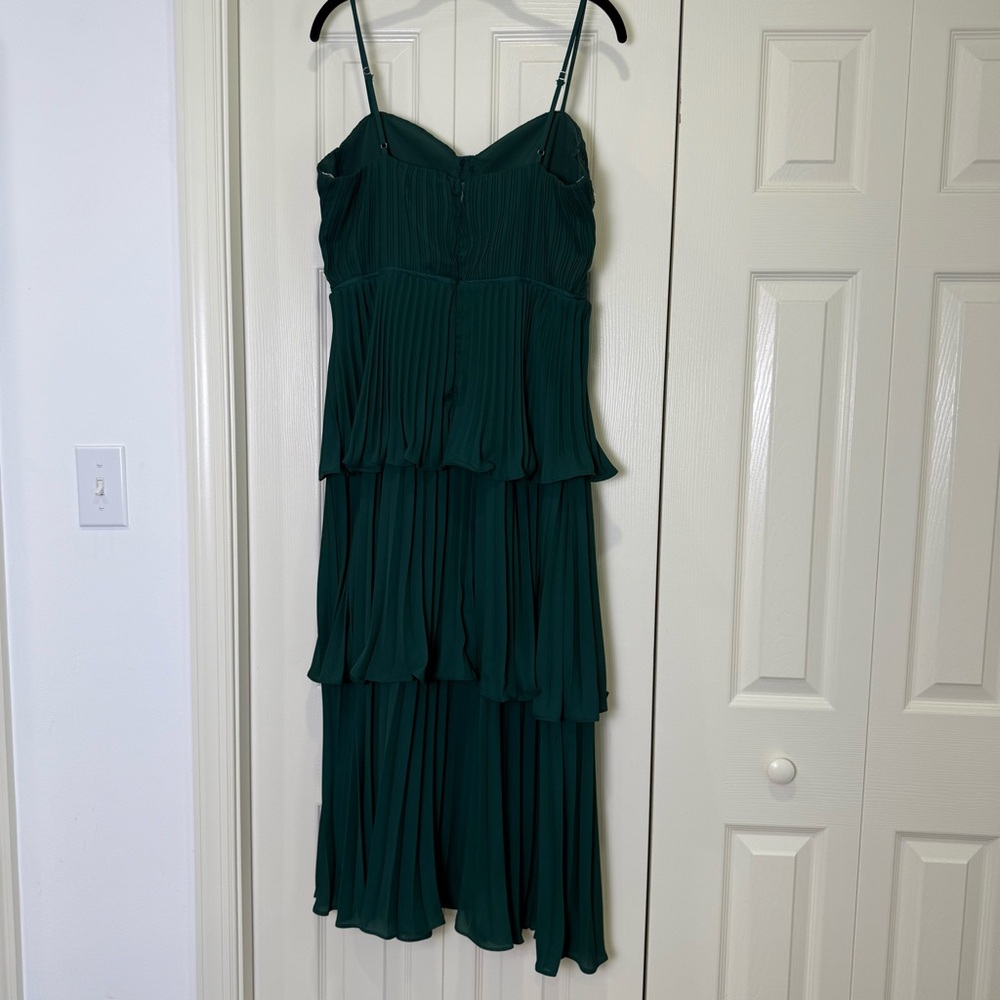 Lulu's Cascading Crush Emerald Tiered Bustier Midi Dress - Picture 10 of 15